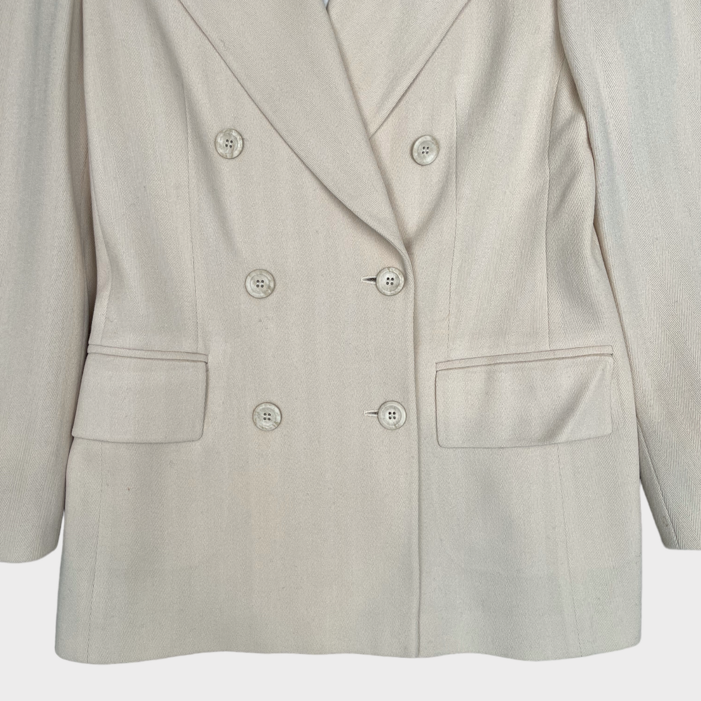 Escada Margaretha Ley Ecru Beige 100% Pure Wool 2-Button Blazer Women's Jacket Size 36/S