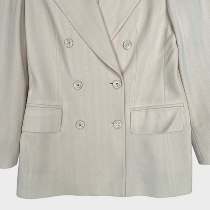 Escada Margaretha Ley Ecru Beige 100% Pure Wool 2-Button Blazer Women's Jacket Size 36/S