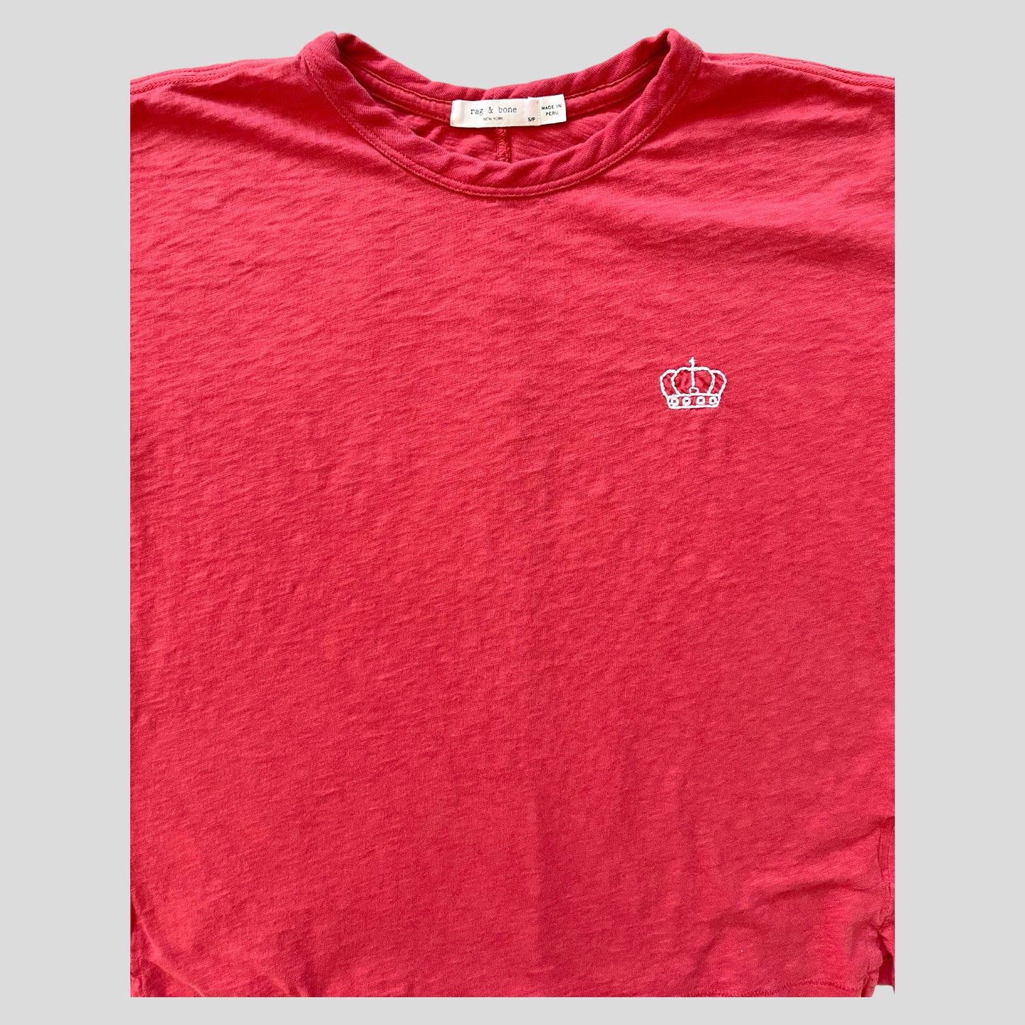 Rag & Bone Embroidered Crown Vintage Tee In Washed Red Women's Size S